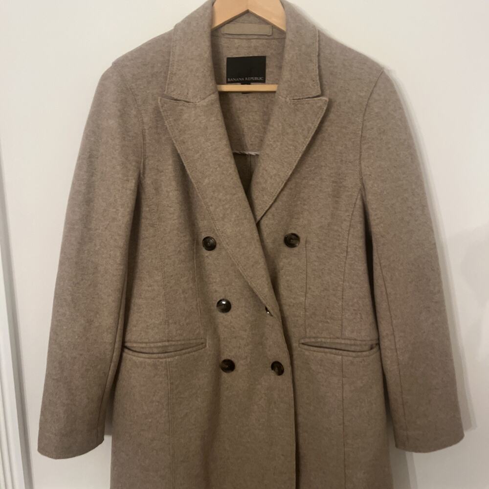 Banana Republic Unlined Melton‎ Car Coat Size Medium Taupe - Picture 5 of 10